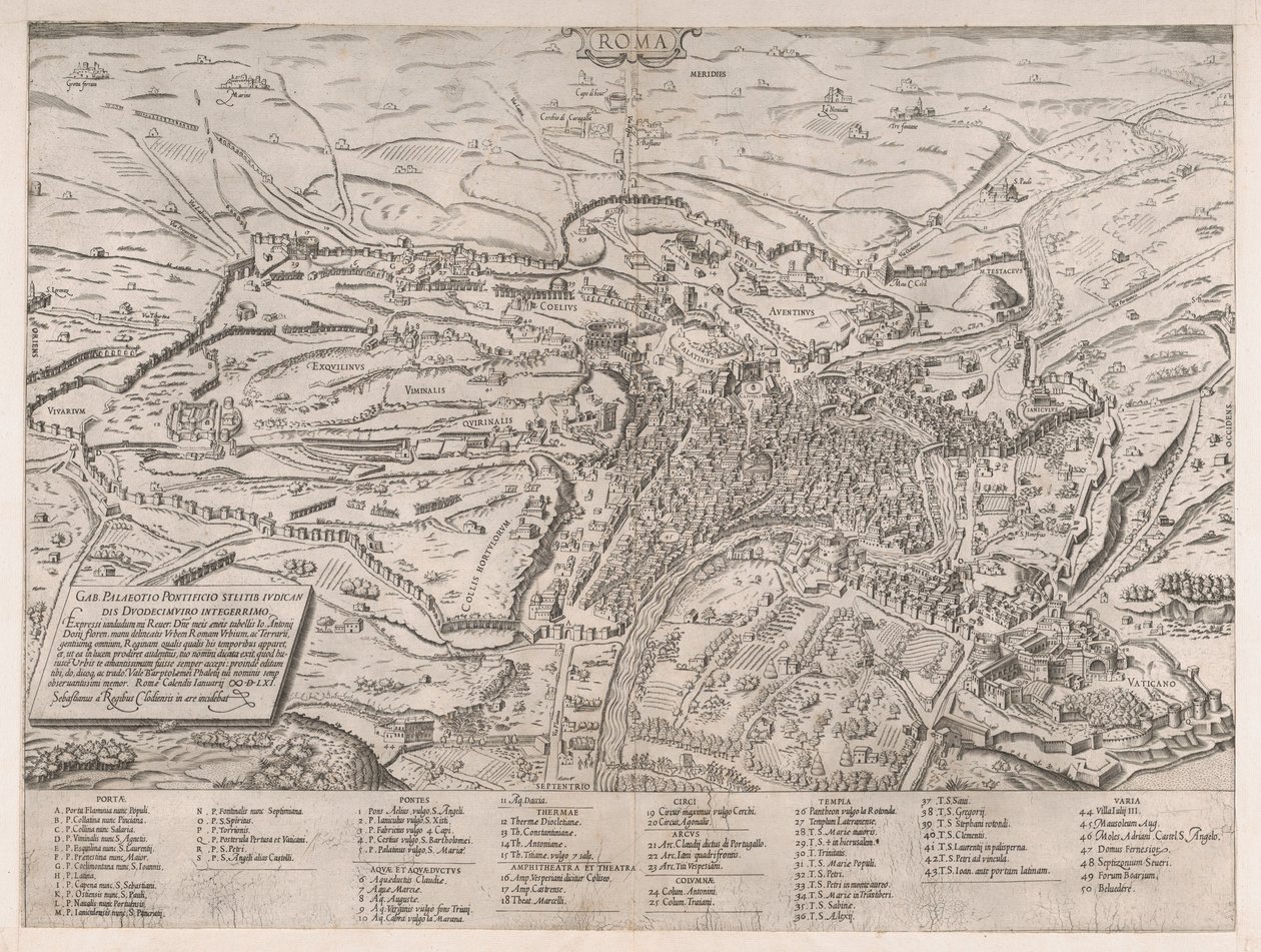 Zrcadlo římské velkoleposti: Pohled na Řím od severu, 1561., 1561. od Sebastiano di Re