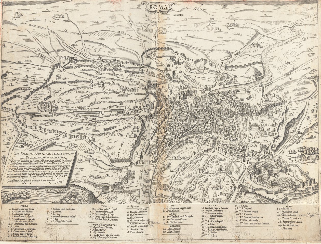 Topografická mapa moderního Říma od Sebastiano di Re after Giovanni Antonio Dosio