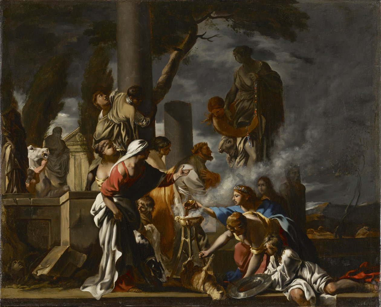 Král Šalomoun obětující modlám, kolem roku 1640 od Sébastien Bourdon