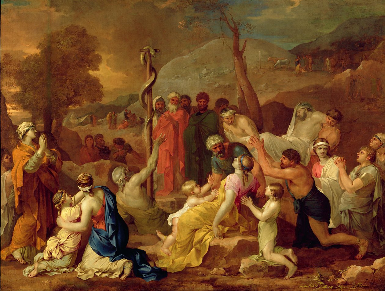 Mojžíš a drzý had, kolem 1653-54 od Sébastien Bourdon