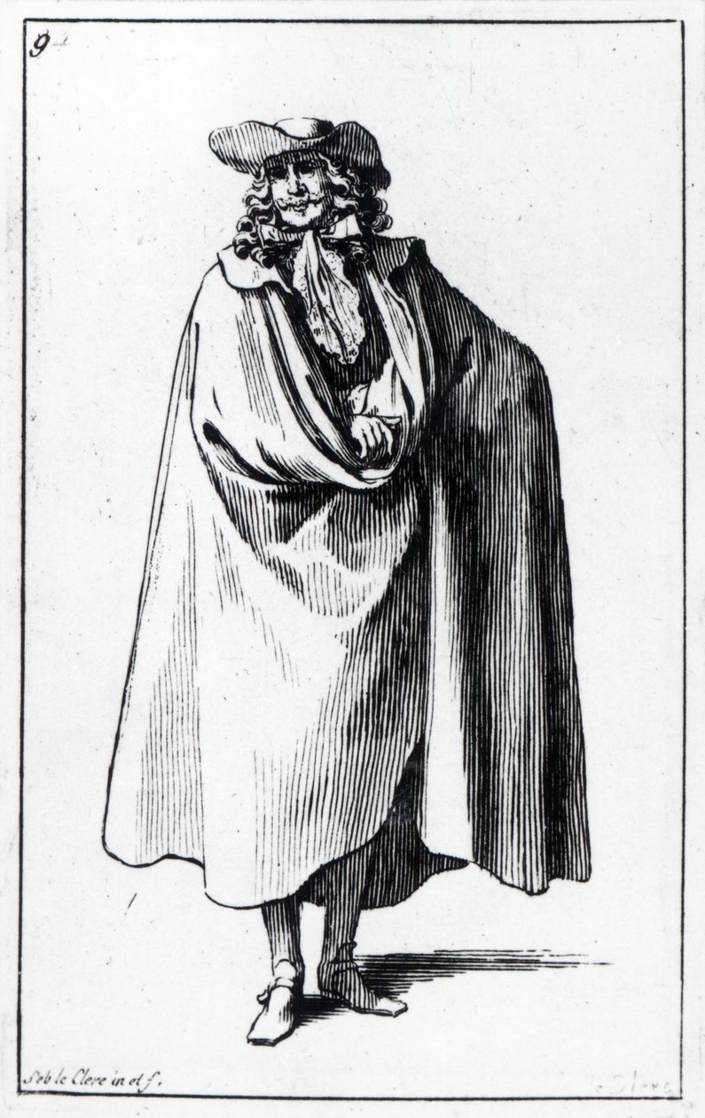 Ilustrace mužského kostýmu od Sebastien I Le Clerc