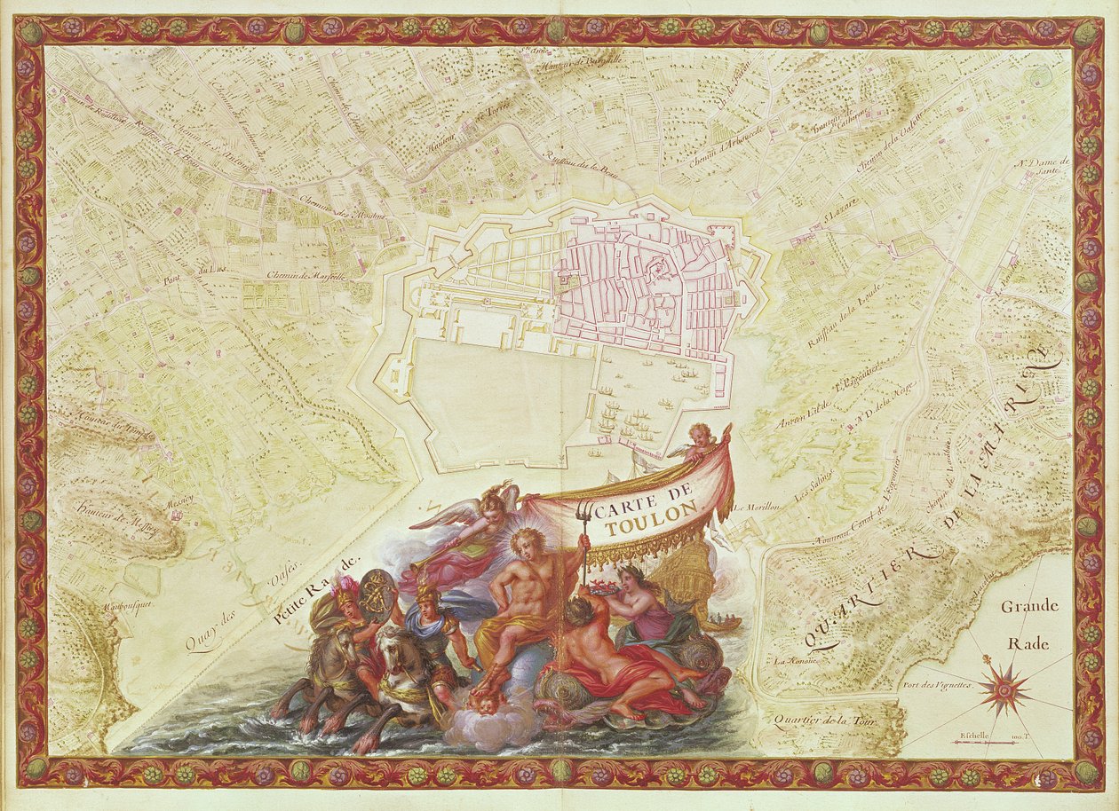 Ms. 986, Vol.3 fol.63 Plán a mapa Toulonu, z 