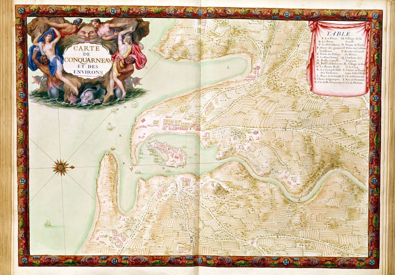 Ms 988, svazek 3 fol. 31 Mapa Concarneau, z „Atlasu Ludvíka XIV“, 1683-88 od Sebastien Le Prestre de Vauban