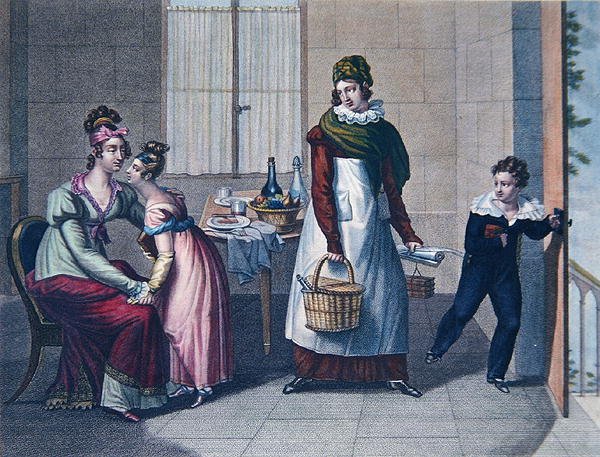 The Departure for School, počátek devatenáctého století (barevná litografie) od Sebastien (after) Coeure