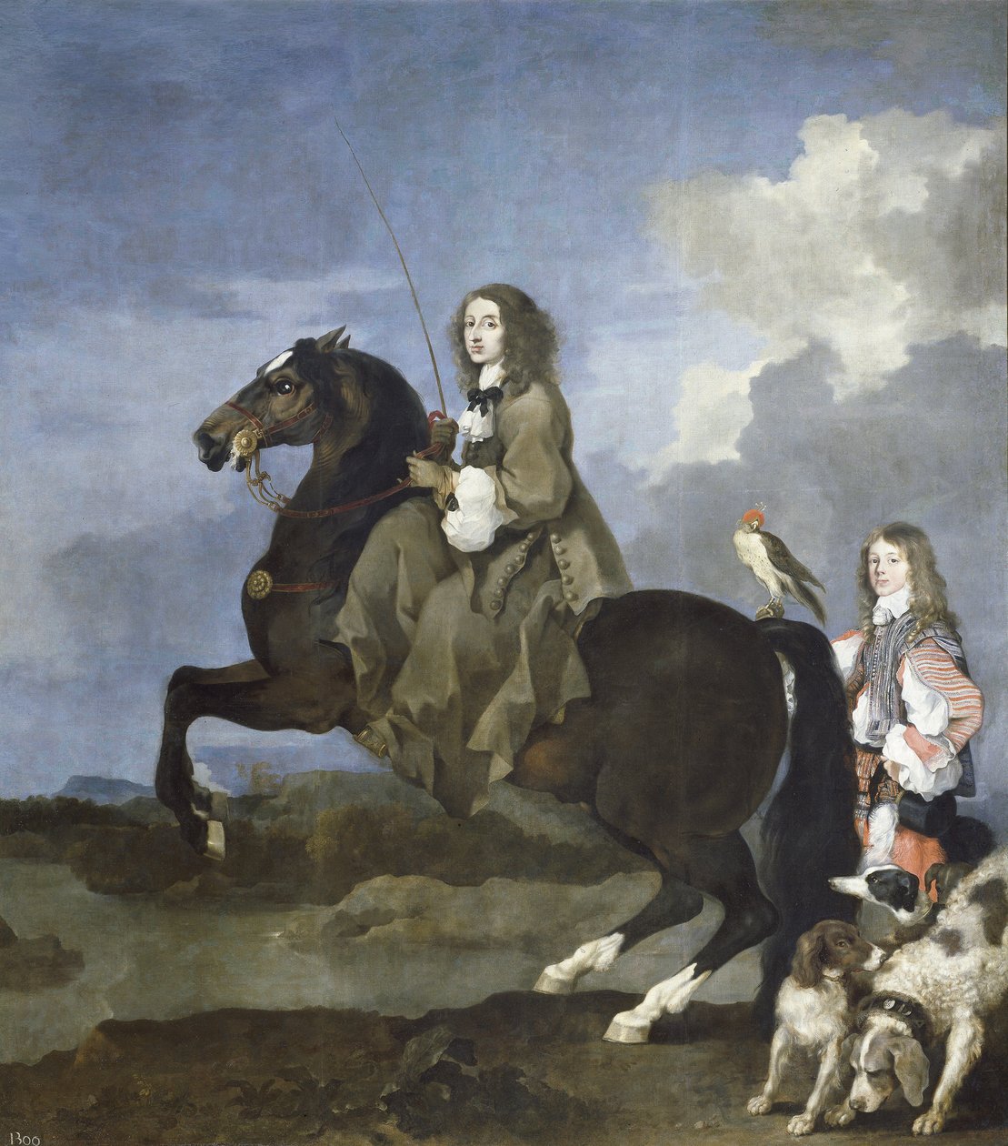 Portrét Kristýny Švédské na koni (1626-1689), královny Švédska - Christiny Švédské (1626-1689) na koni - obraz Sebastiena Bourdona (1616-1671) od Sébastien Bourdon
