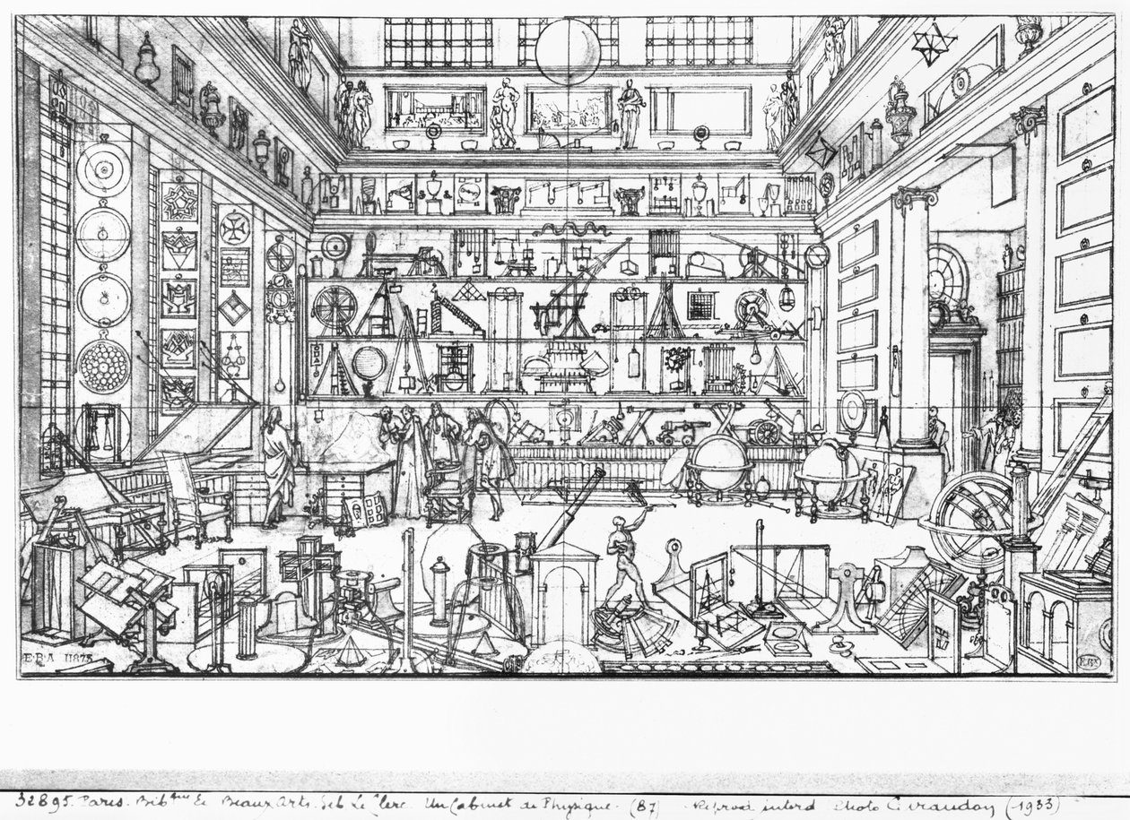 Kabinet fyziky, 1687 od Sebastien I Le Clerc