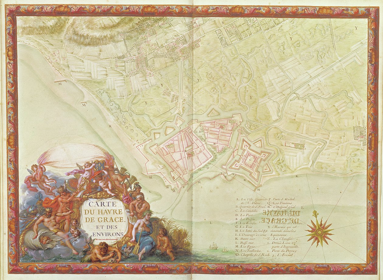 Ms. 987, fol. 24 Plán Le Havru z atlasu Ludvíka XIV., 1683-88. od Sebastien Le Prestre de Vauban