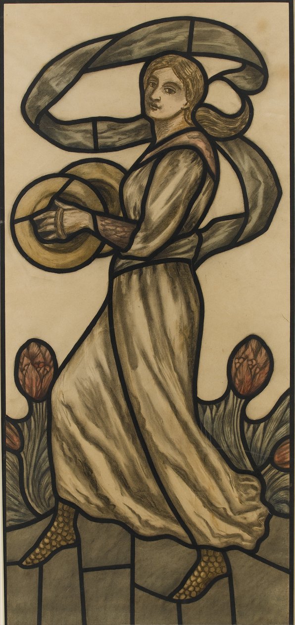Hudebník s činely, design pro vitrážové okno, cca 1918 (wc nad tužkou na papíře) od Selwyn Image