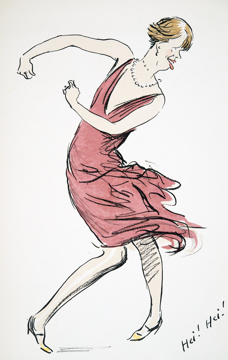 Tančící transvestita, z White Bottoms, hospoda. 1927 (barevný blokový tisk) od Sem