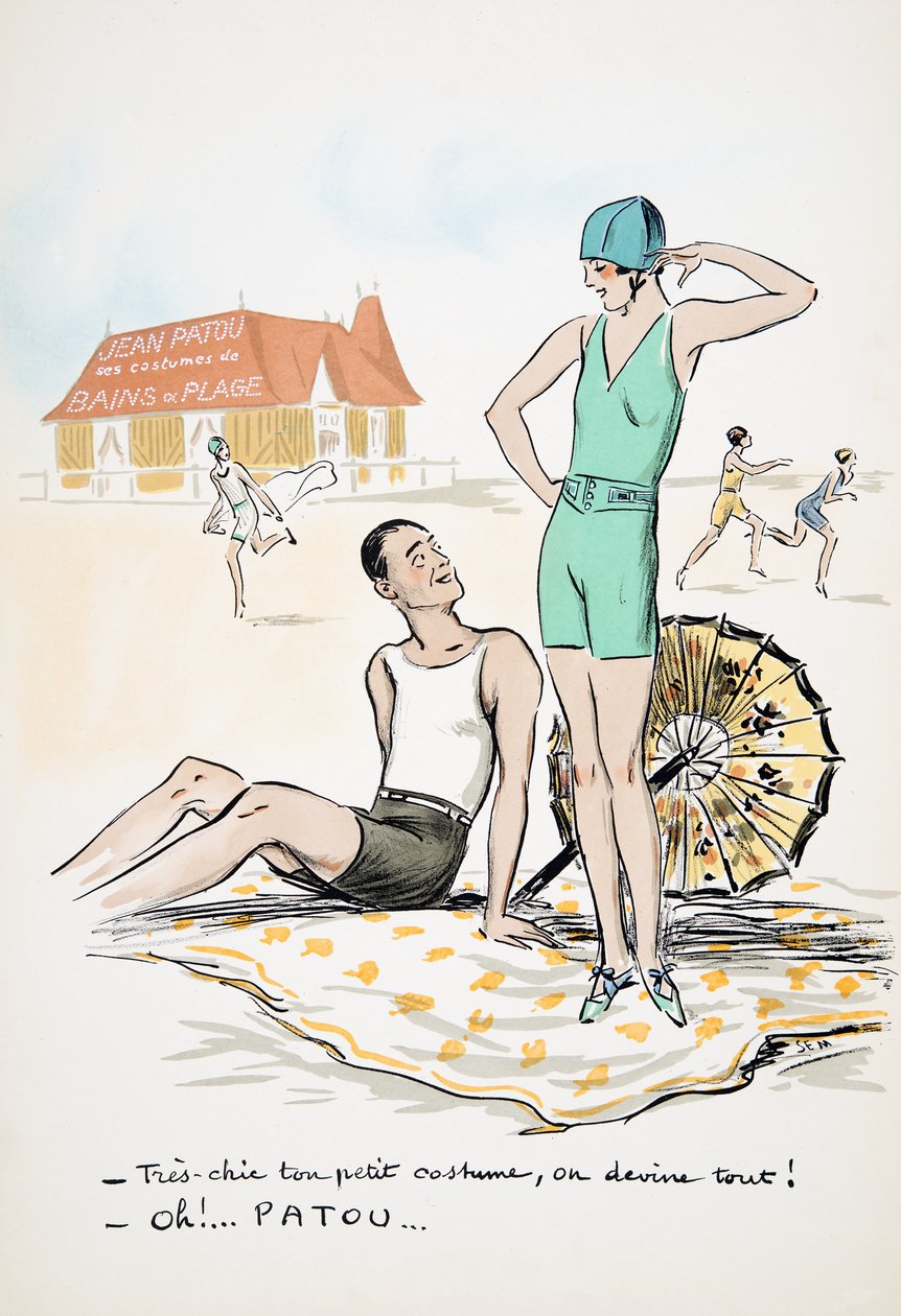 Jean Patou jeho Bath or Beach kostýmy, z White Bottoms, hospoda. 1927 (barevný blokový tisk) od Sem