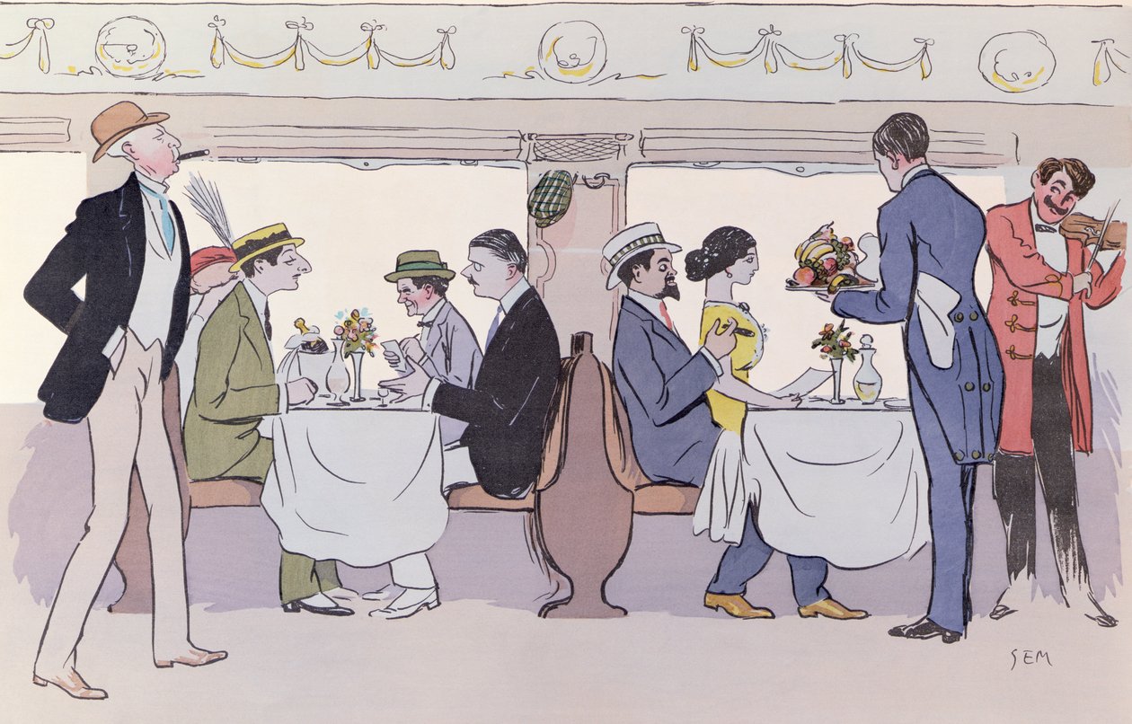 Restaurant Car v Paříži do Nice Train, 1913 od Sem