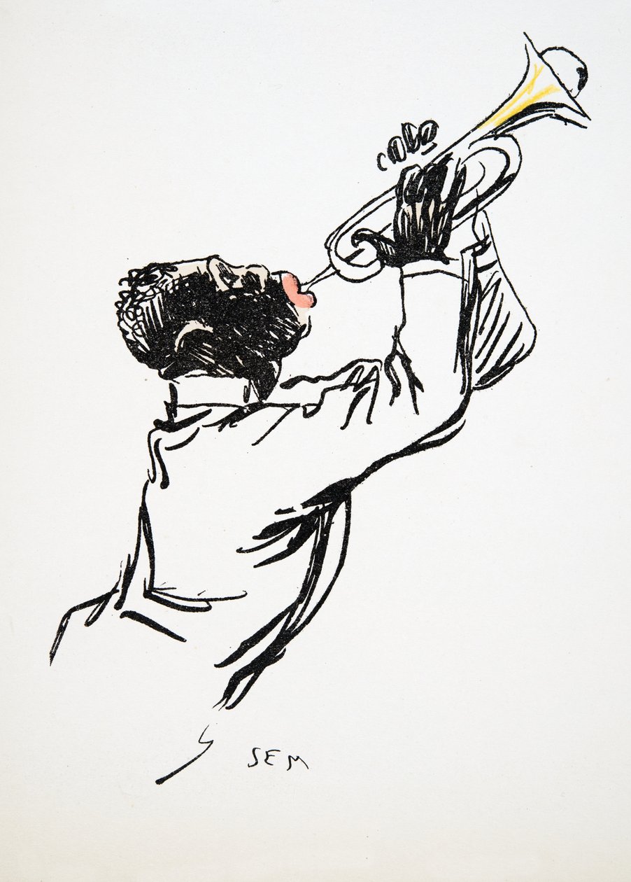 Saxofonista, z White Bottoms, hospoda. 1927 (barevný blokový tisk) od Sem