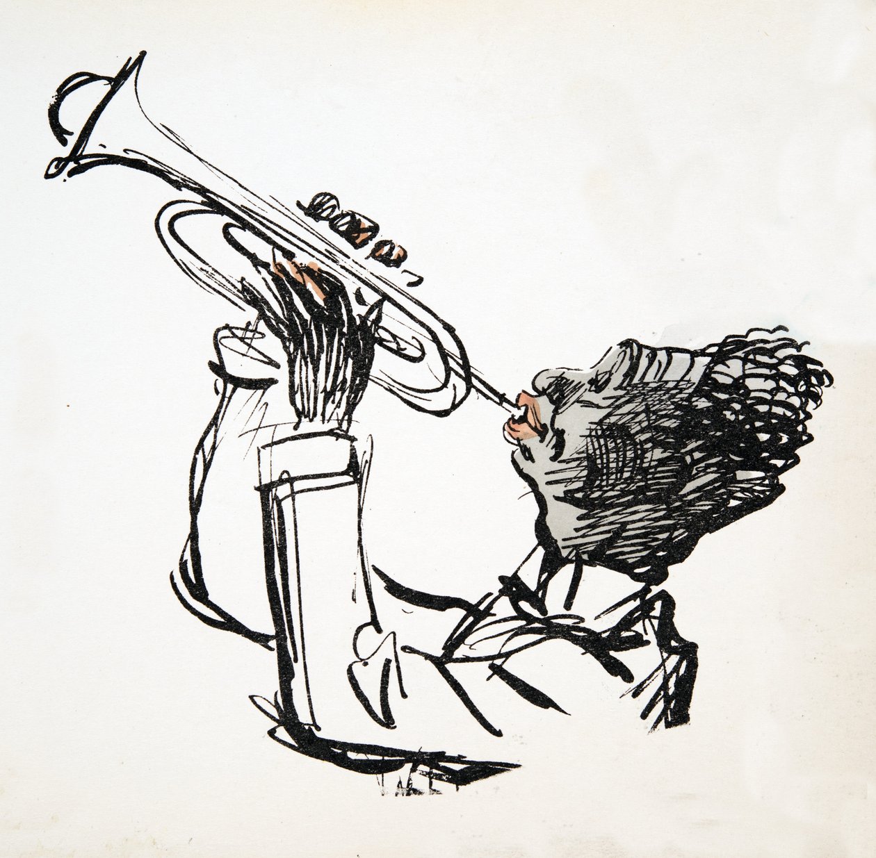 Trumpet Player, od White Bottoms, hospoda. 1927 (barevný blokový tisk) od Sem
