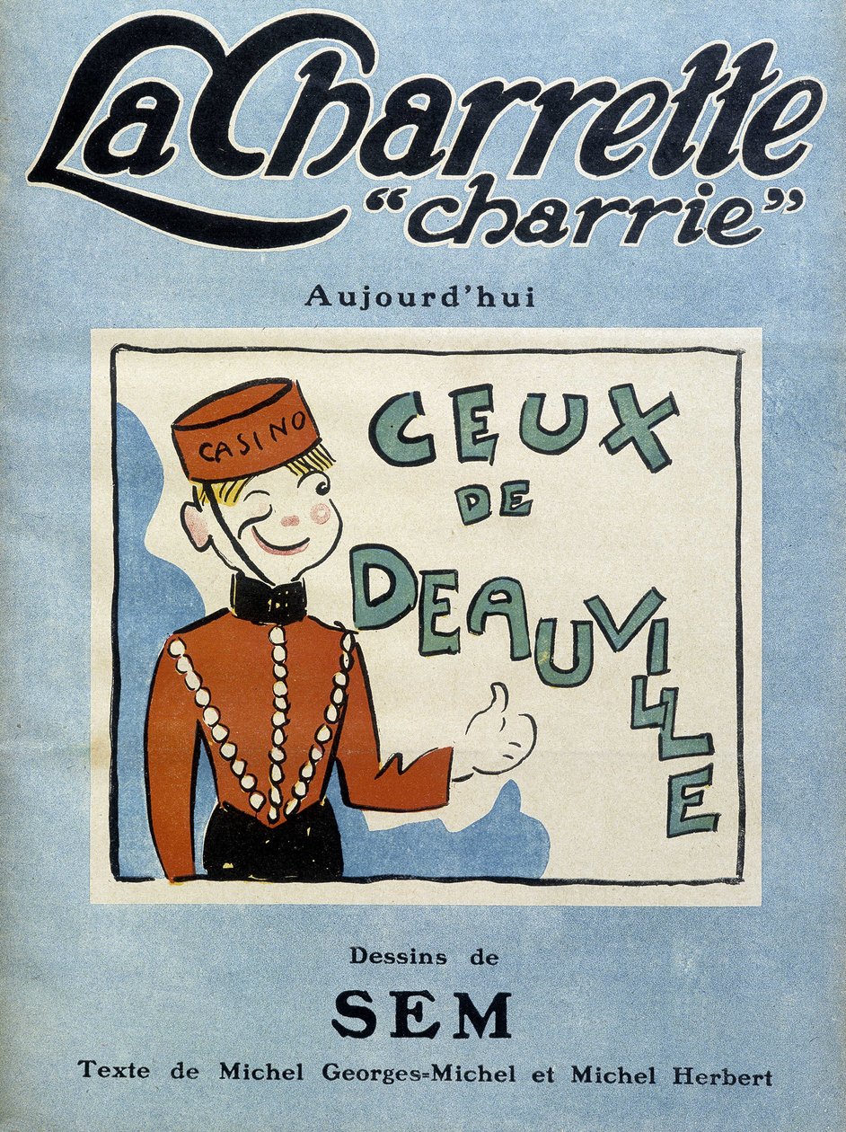 Deauville kasino dealer, ilustrace Sem na obálce měsíčníku „“La charrette charrie“““ (1922). od Sem