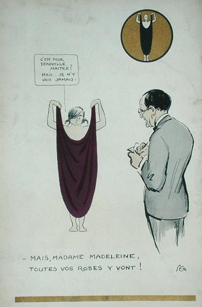 Umělec kreslí Madeleine Vionnet (1876-1975) z „Le Nouveau Monde“ od Sem