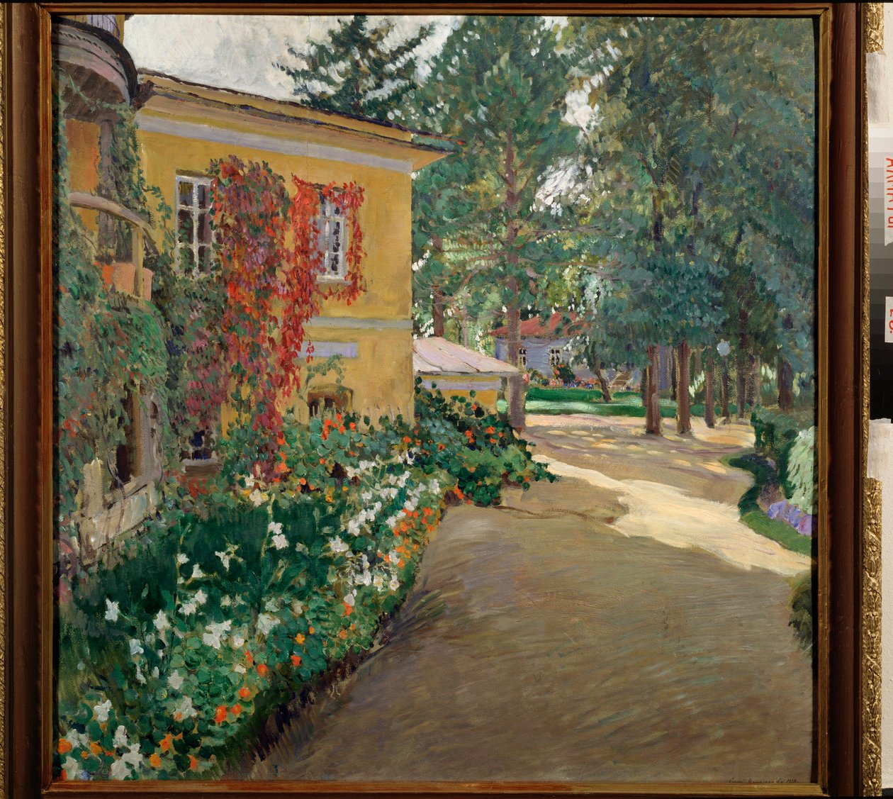 Na venkovském statku - obraz Sergeje Arsenyeviče Vinograd (1869-1938), olej na plátně od Sergei Arsenevich Vinogradov