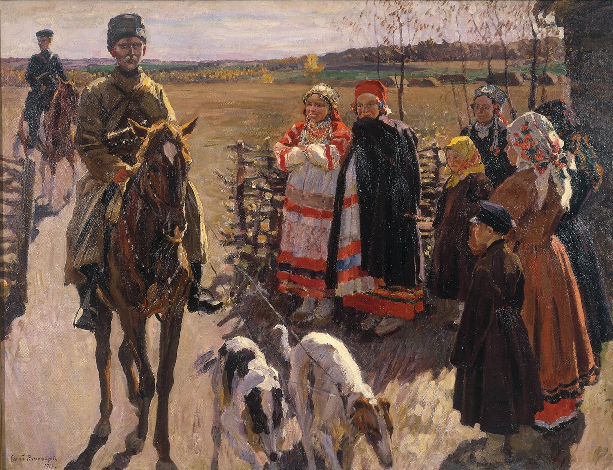 Lovci s barzoje, 1913 od Sergei Arsenevich Vinogradov