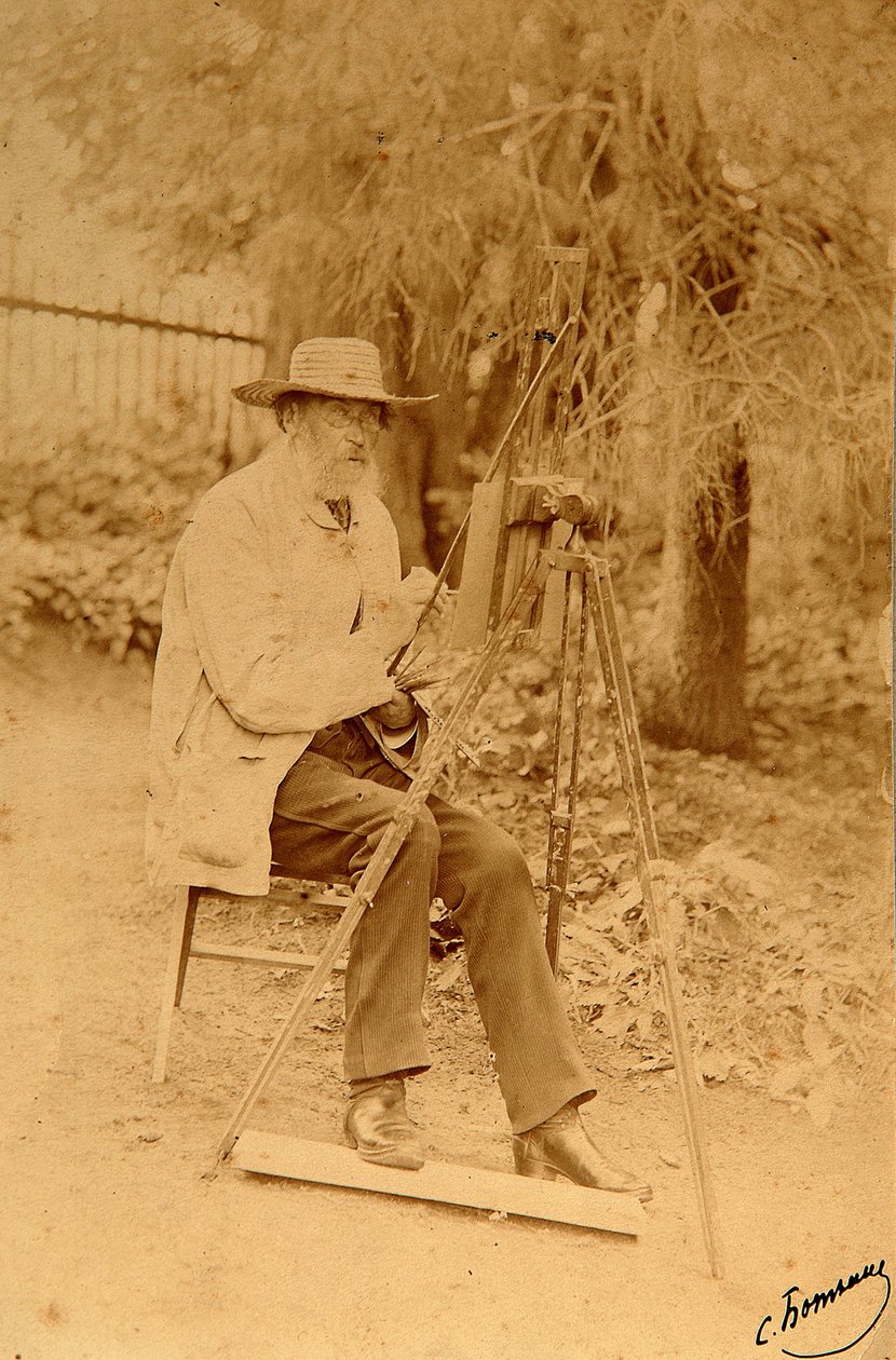 Portrét básníka Jakova Petroviče Polonského (Iakov Petrovič Polonskij) (1819-1898) u stojanu. Albuminová fotografie Sergeje Dmitrieviče Botkina (1869-1945) od Sergei Dmitrievich Botkin