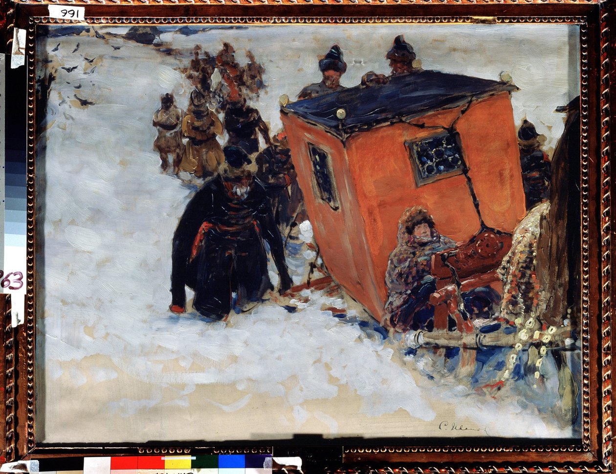 Saně zavírají bojary (boiard, boiar) (ruští aristokraté) (Boyar