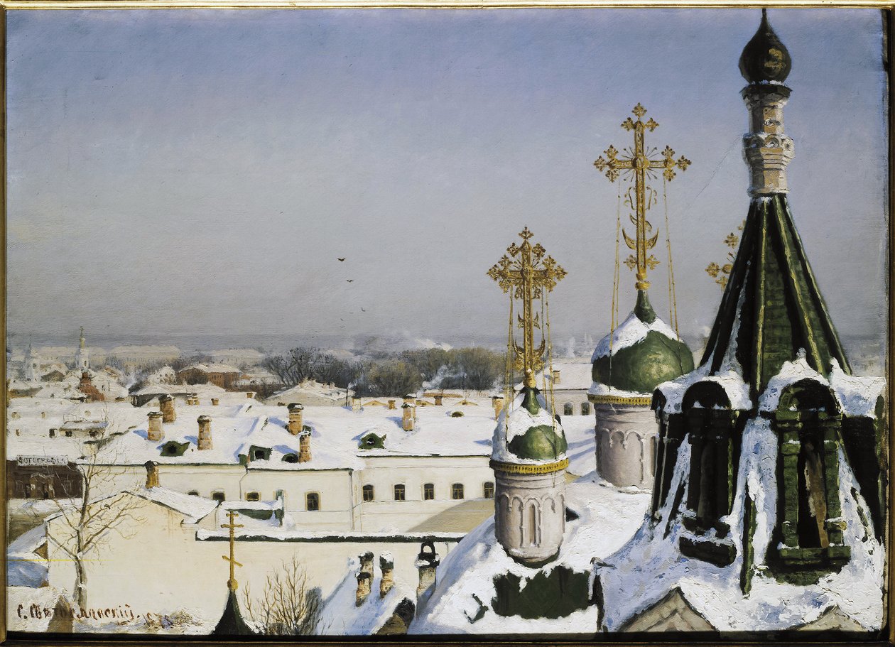 Pohled z okna Moskevské školy malířství, sochařství a architektury - obraz Sergeje Ivanoviče Svetoslavského (Svetoslavského) (1857-1931), olej na plátně od Sergei Ivanovich Svetoslavsky