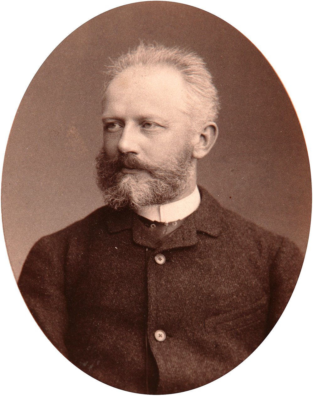 Portrét skladatele Piotra Čajkovského (Piotr Piotr Petr Ilitch Čajkovskij) (Čajkovskij, Čajkovskij) (1840-1893). Albuminová fotografie Sergeje Lvoviče Levitského (1819-1898) od Sergei Lvovich Levitsky