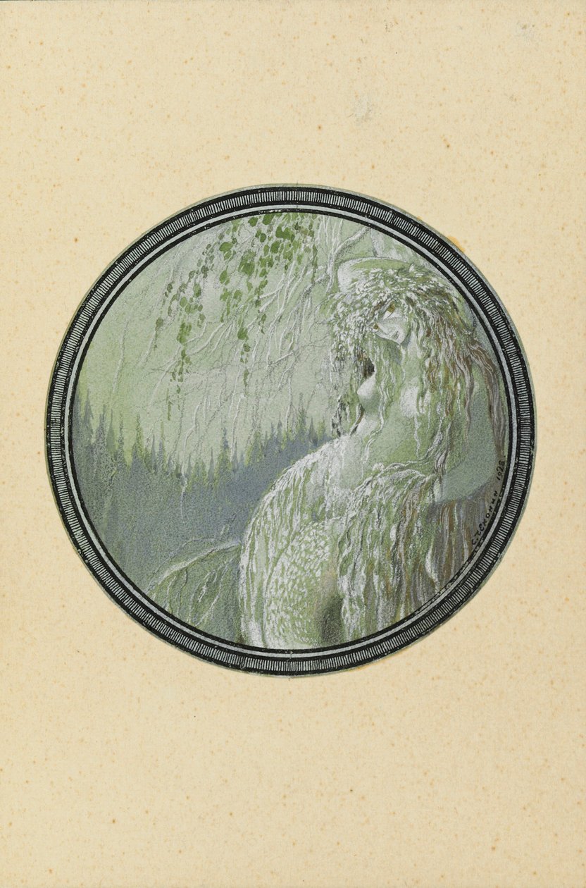 Rusalka. Ilustrace k básni Ruslan a Ludmila od A. Puškina, 1921-1926. od Sergei Vasilevich Chekhonin