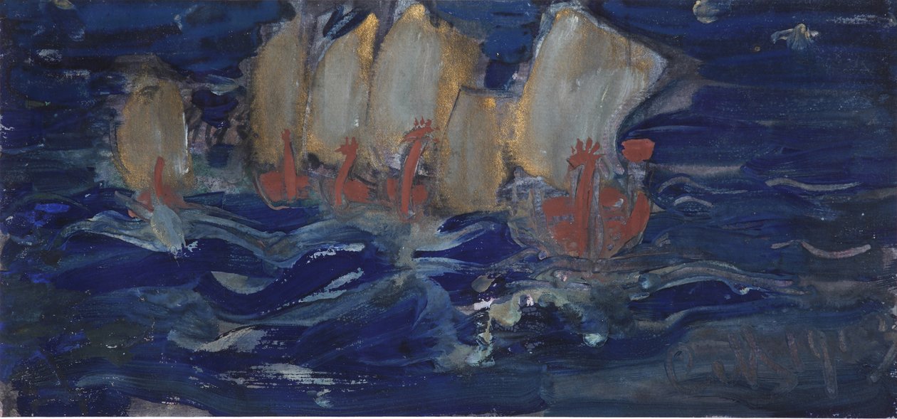 Ilustrace k Pohádce cara Saltana od A. Puškina od Sergei Vasilievich Malyutin