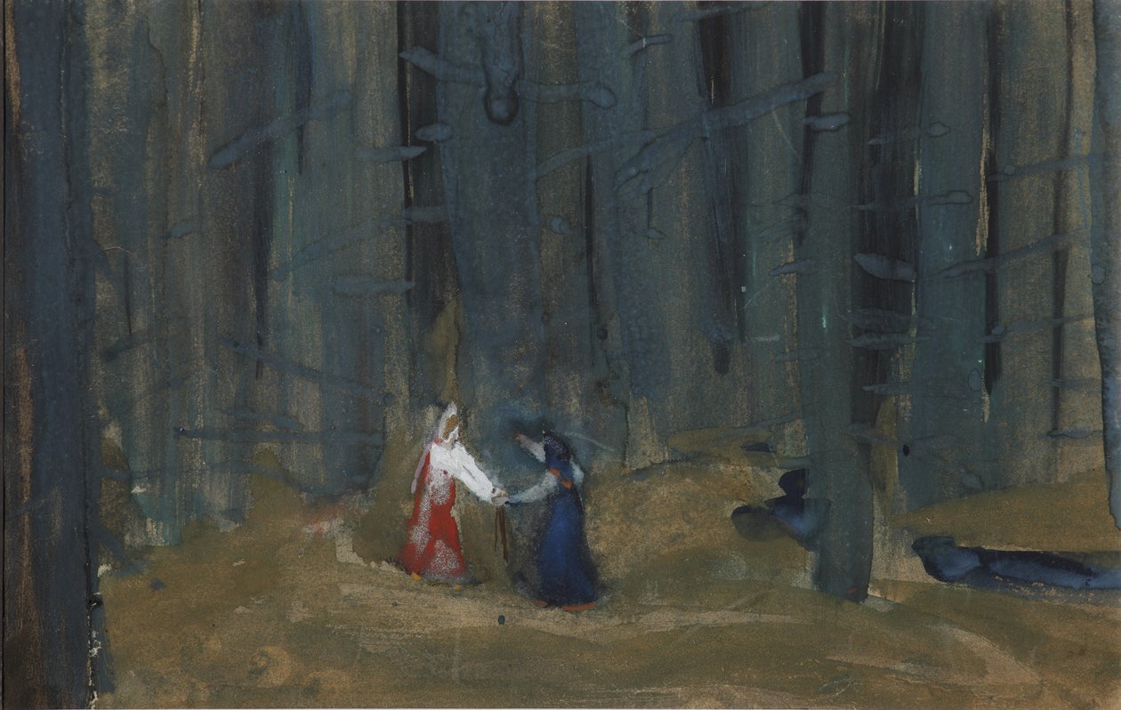 Ilustrace k Příběhu mrtvé princezny a sedmi rytířů od Sergei Vasilievich Malyutin
