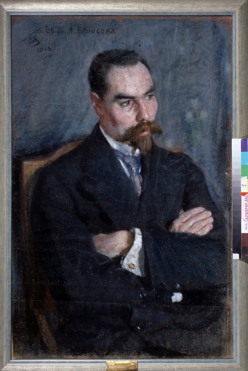 Portrait du básník Valerij Iakovlevitch Briussov (1873-1924) (Portrét básníka Valerije Brjusova). Oeuvre Sergei Vasilyevich Malyutin (Serguei Malioutine) (1859-1937), pastel sur papier od Sergei Vasilievich Malyutin