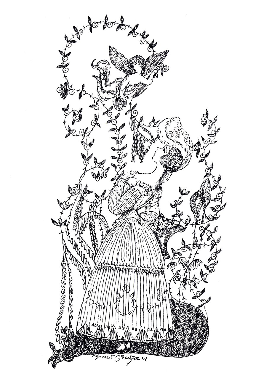 Ilustrace k eseji Modrá růže od S. Makovského, 1907 od Sergei Yurievich Sudeykin
