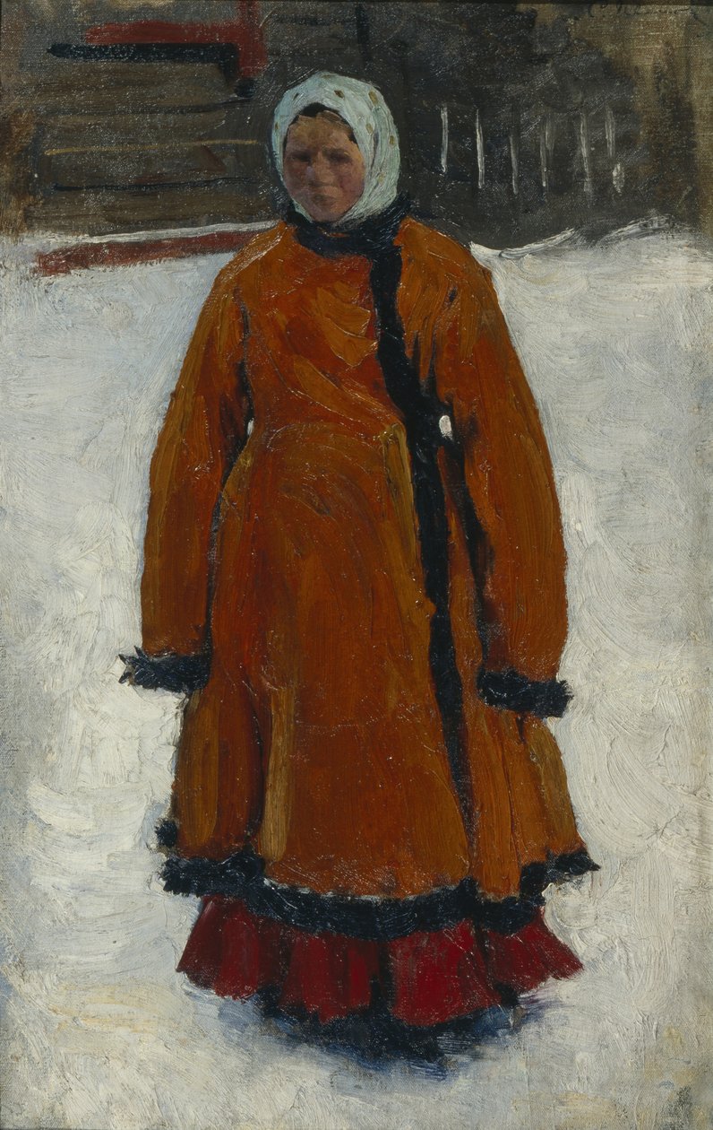 Dívka v červeném kožichu, 1903-1906 od Sergej Vasilevic Ivanov