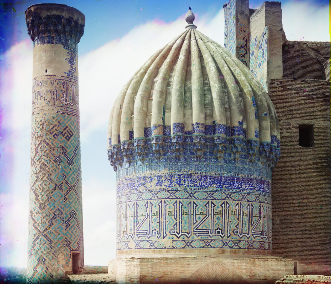 Pravá kupole mešity Shir-Dar, Samarkand, 1905-1915 od Sergey Prokudin Gorsky