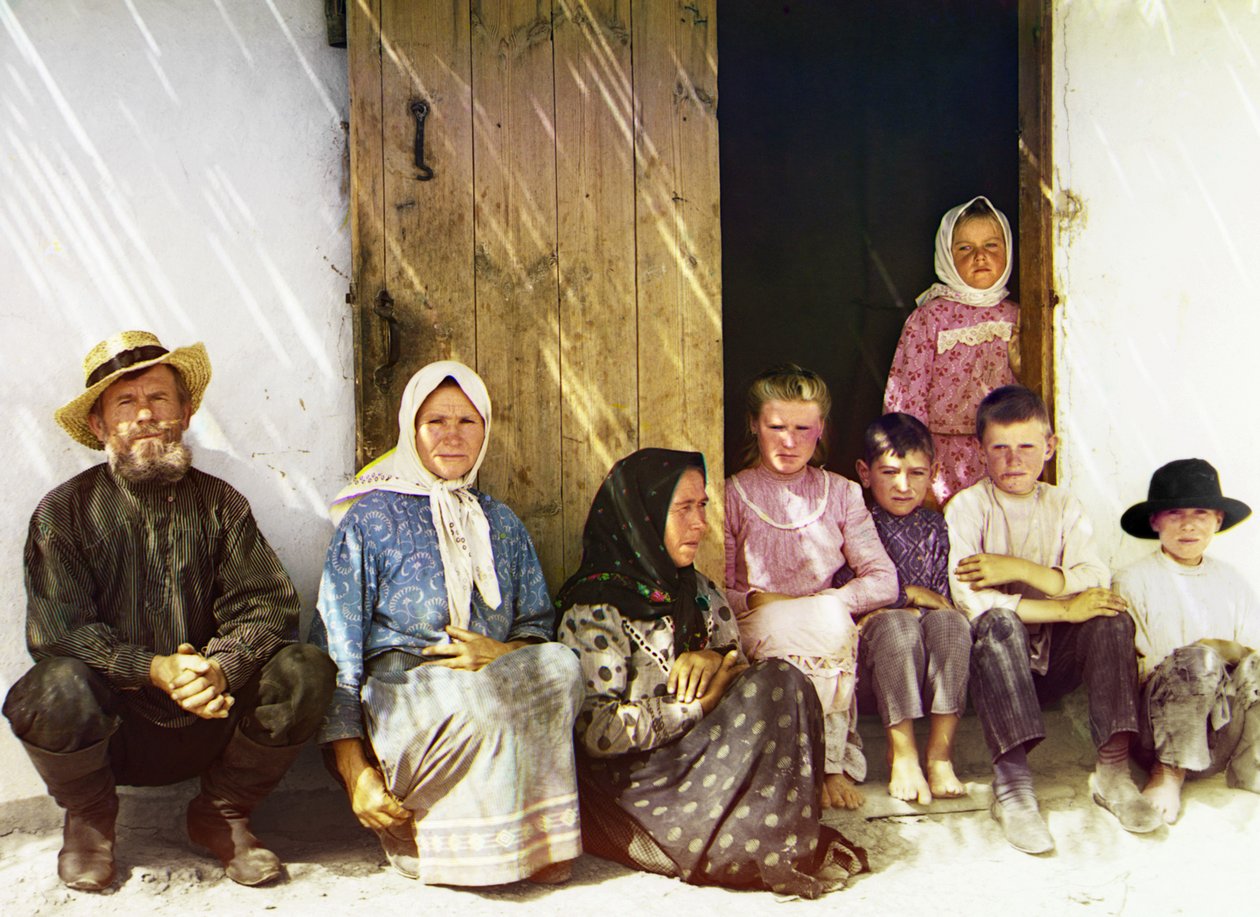 Mugan: osadnická rodina s dětmi, Grafovka, Ruská říše, mezi 1905 a 1915 od Sergey Prokudin Gorsky