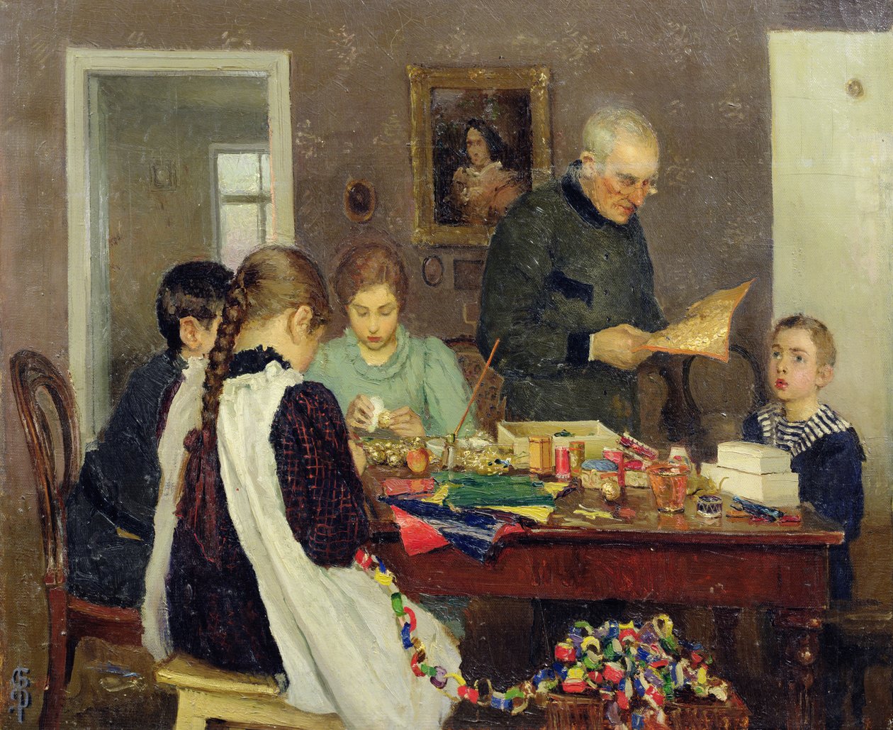 Příprava na Vánoce, 1896 od Vasily Sergeyevich Dosekin
