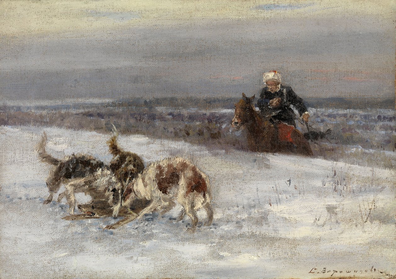 Lovecká scéna od Sergey Semyonovich Voroshilov