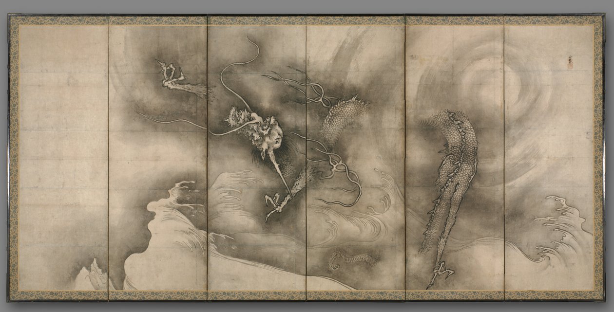 Drak a tygr, 1500s. od Sesson Shkei