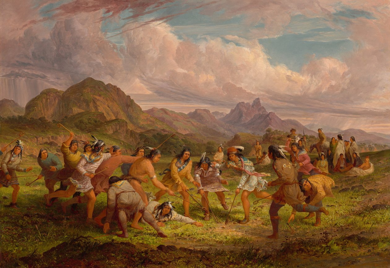 Hra s míčem mezi indiány Sioux, 1851. od Seth Eastman