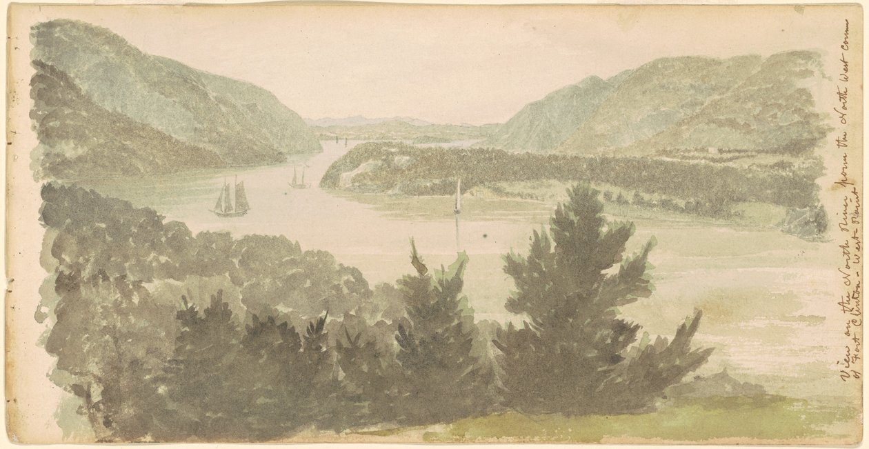 Pohled na North River ze severozápadního rohu Fort Clinton-West Point od Seth Eastman