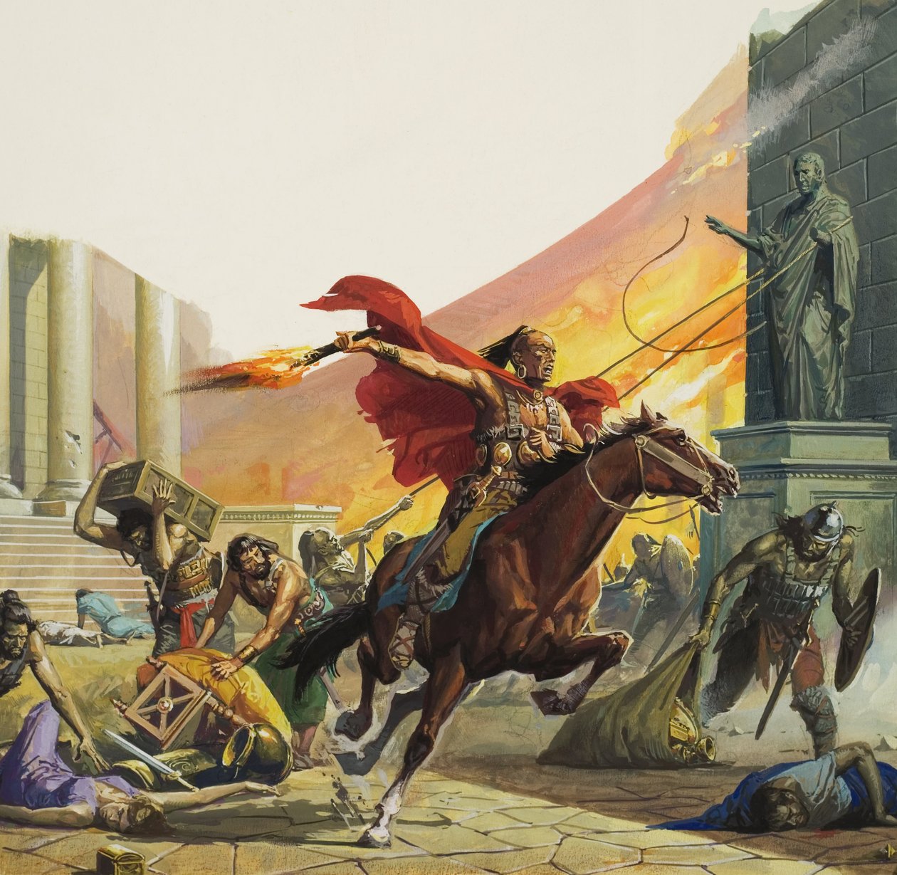 Barbaři u brány (kvaš na papíře) od Severino Baraldi