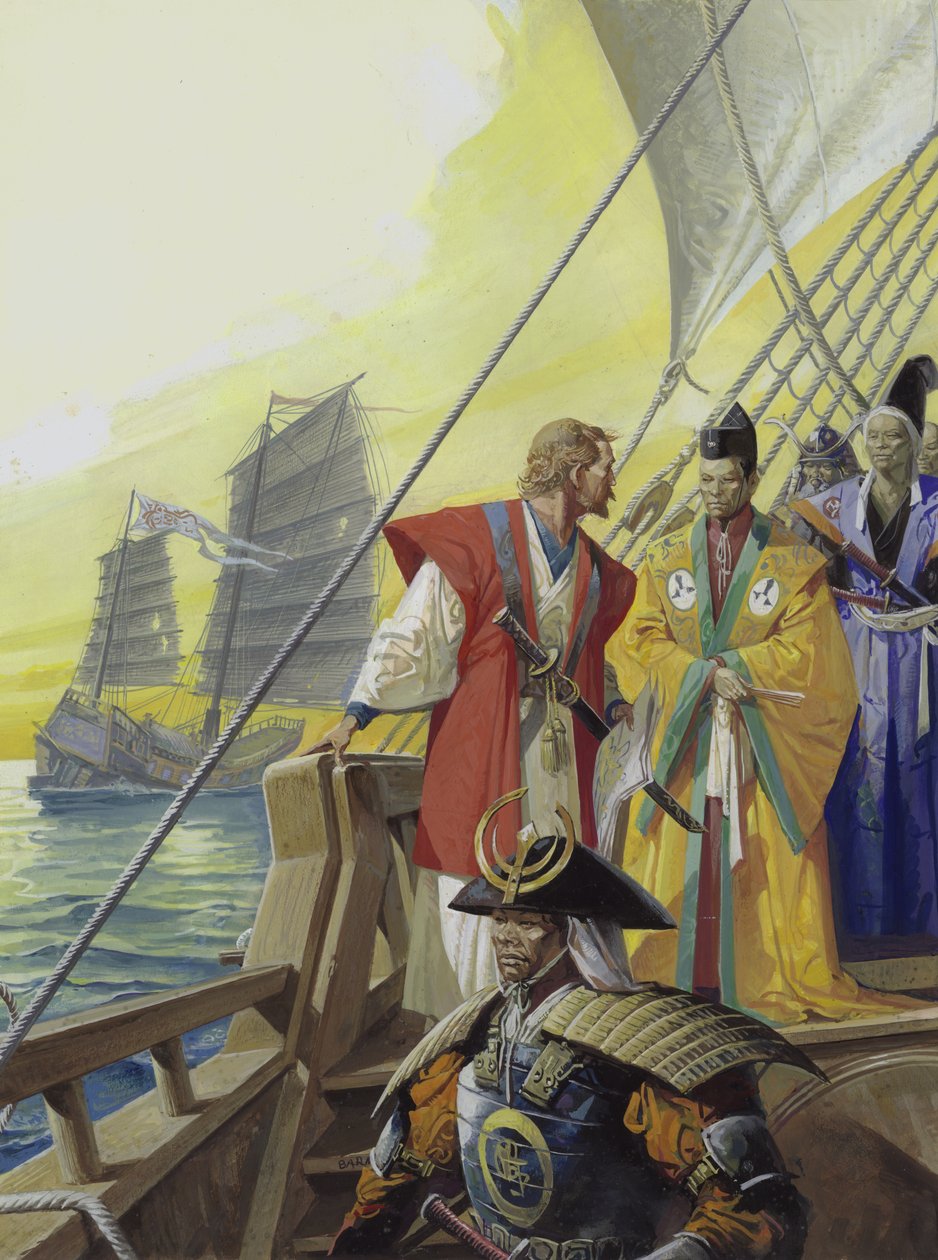 Západní lodě v Japonsku (kvaš na papíře) od Severino Baraldi