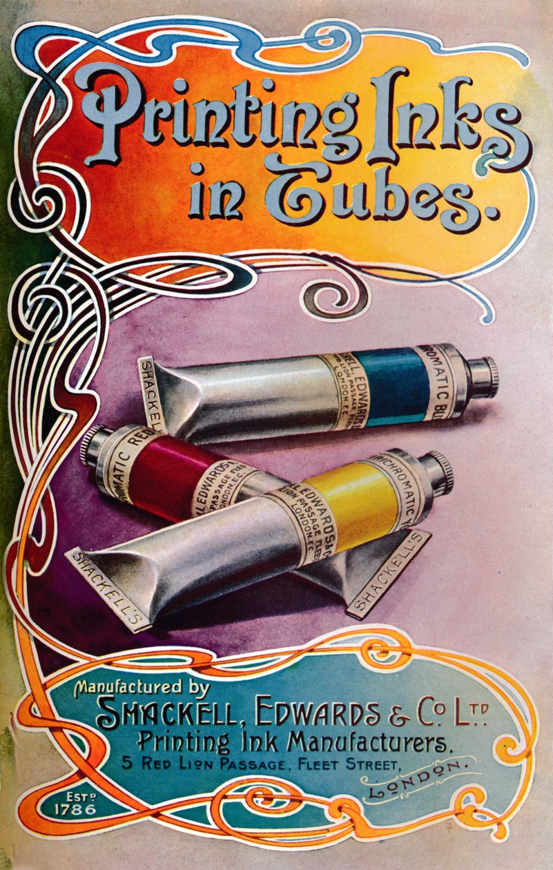 „Inkousty v tubách – reklama Shackell, Edwards & Co. Ltd.“, 1907 od Shackell Edwards and Co