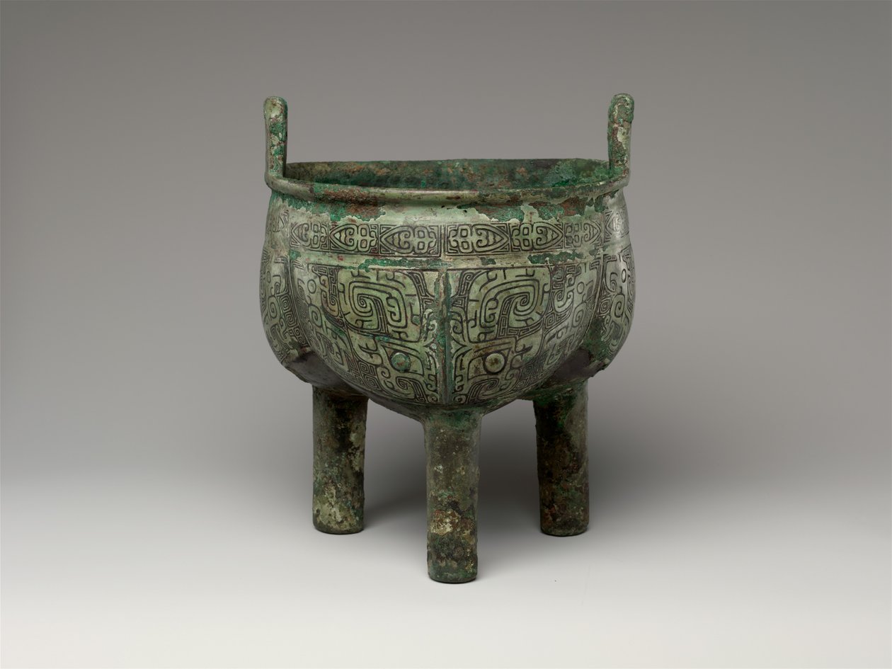 Lobed Tripod Cauldron, pozdní Anyang období od Shang Dynasty Chinese School