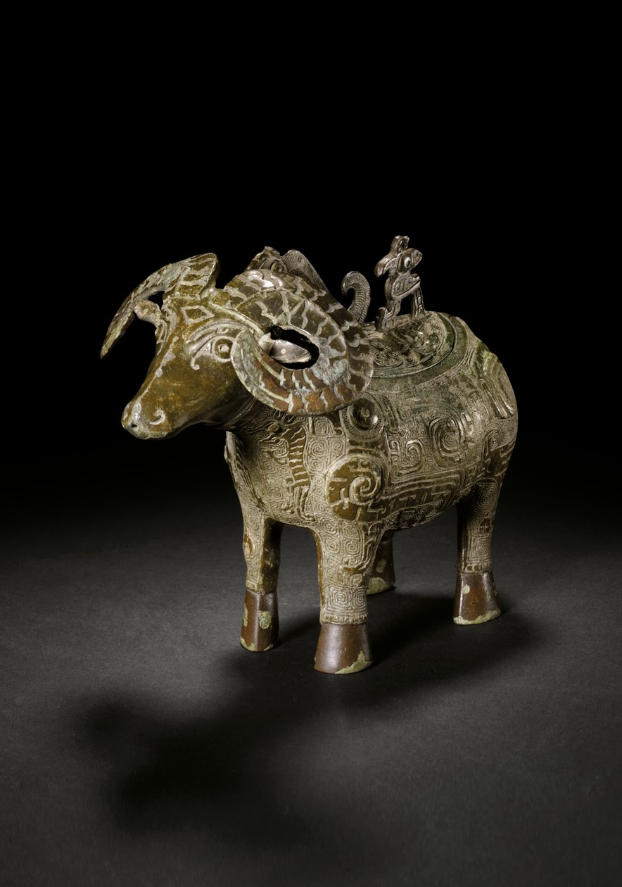 Rituální nádoba na víno ve tvaru berana, Gong (bronz) od Shang Dynasty Chinese School