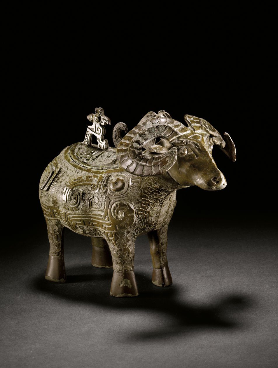 Rituální nádoba na víno ve tvaru berana, Gong, pozdní dynastie Shang (bronz) (viz také 3618914) od Shang Dynasty Chinese School