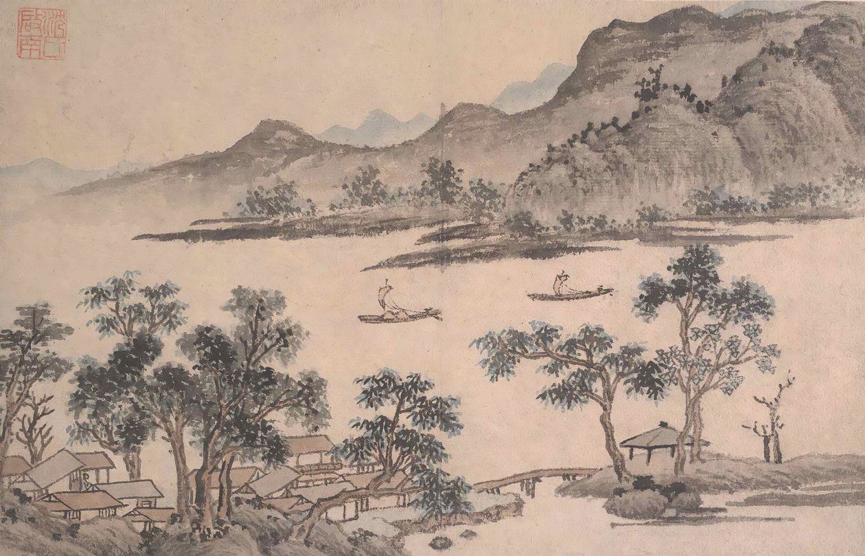 Krajina s plachetnicemi. od Shen Zhou