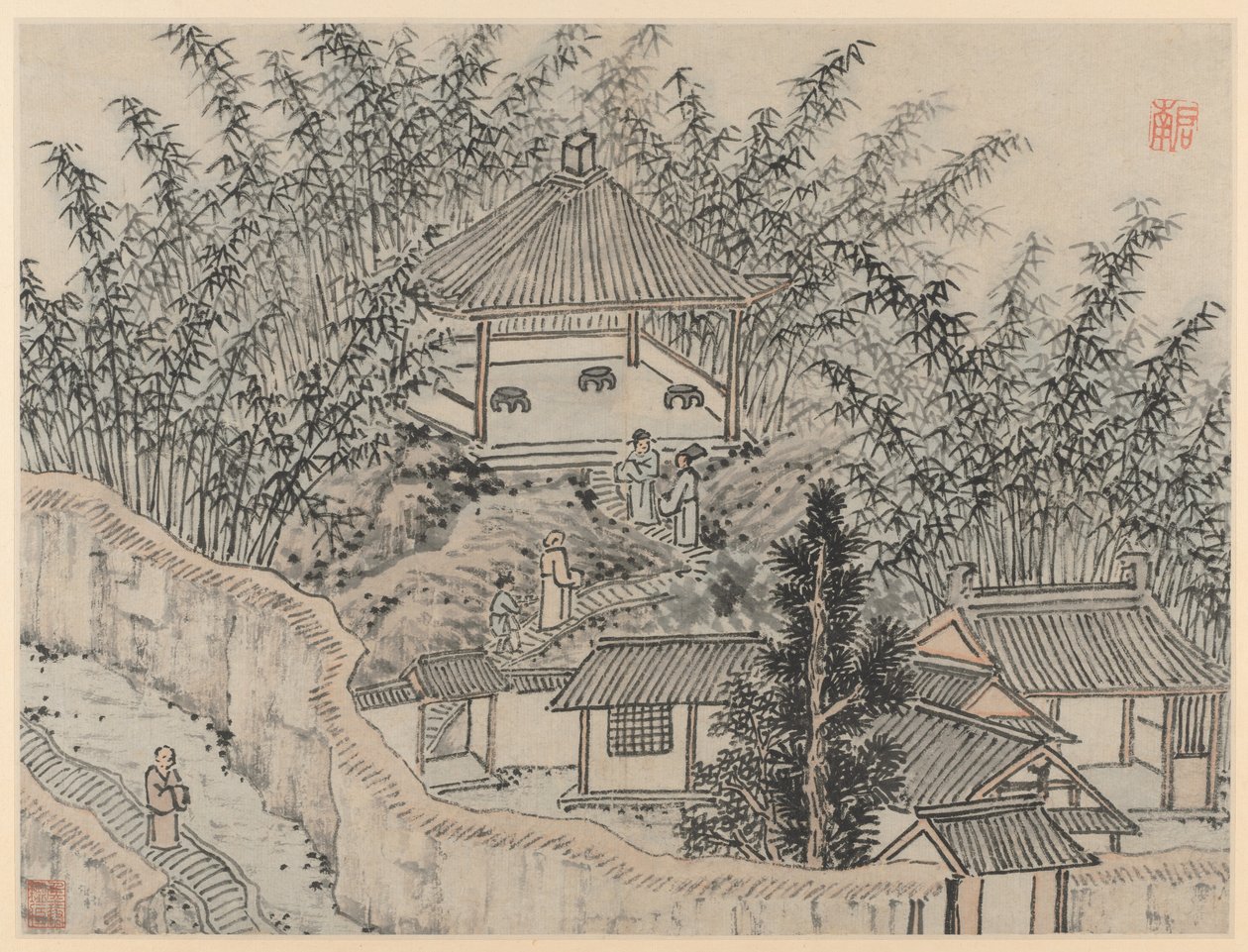 Dvanáct pohledů na Tiger Hill, Suzhou: Bambusový pavilon, Tiger Hill, po roce 1490. od Shen Zhou