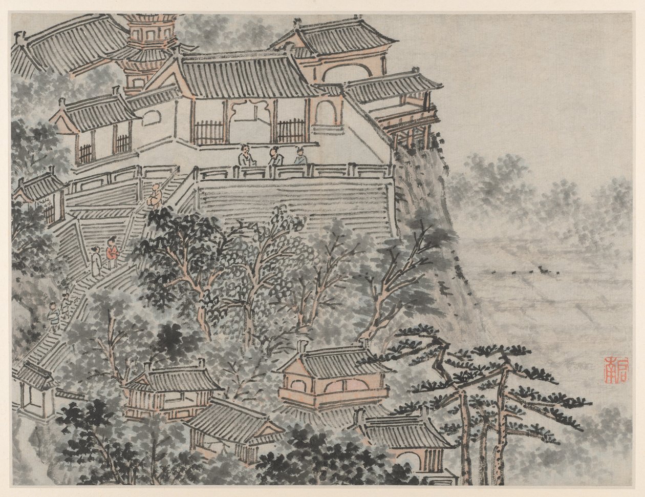 Dvanáct pohledů na Tiger Hill, Suzhou: Terasa pěti mudrců od Shen Zhou