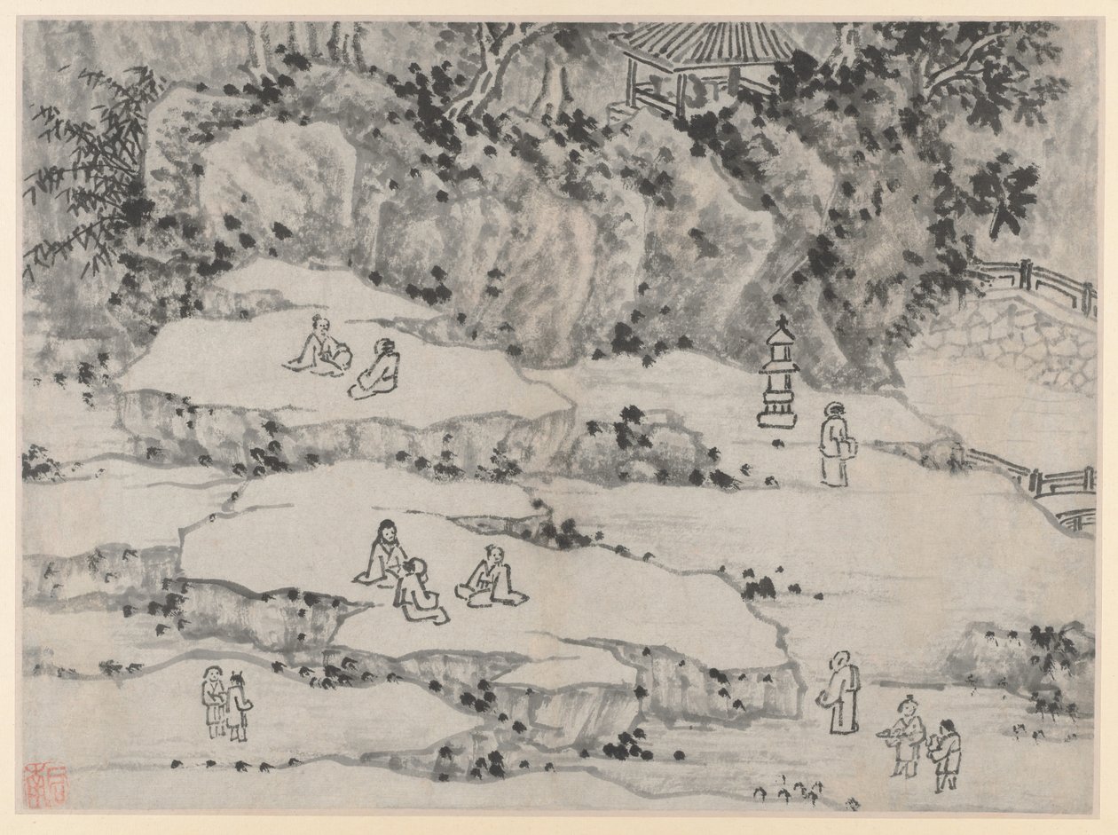Dvanáct pohledů na Tiger Hill, Suzhou: The Nodding Stone Terrace, Tiger Hill..., po roce 1490. od Shen Zhou