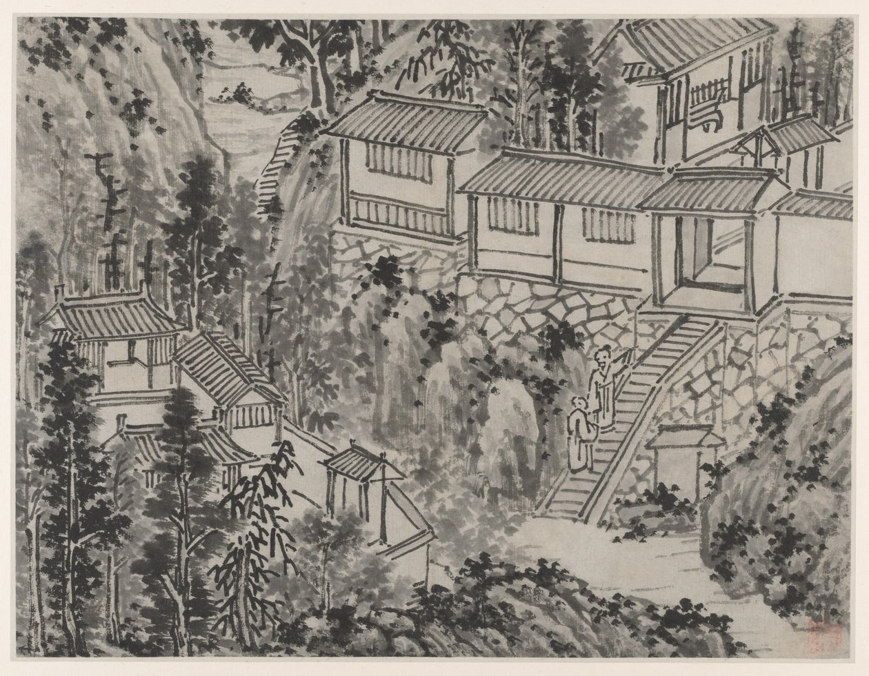 Dvanáct pohledů na Tiger Hill, Suzhou: The Pine Retreat, po roce 1490. od Shen Zhou