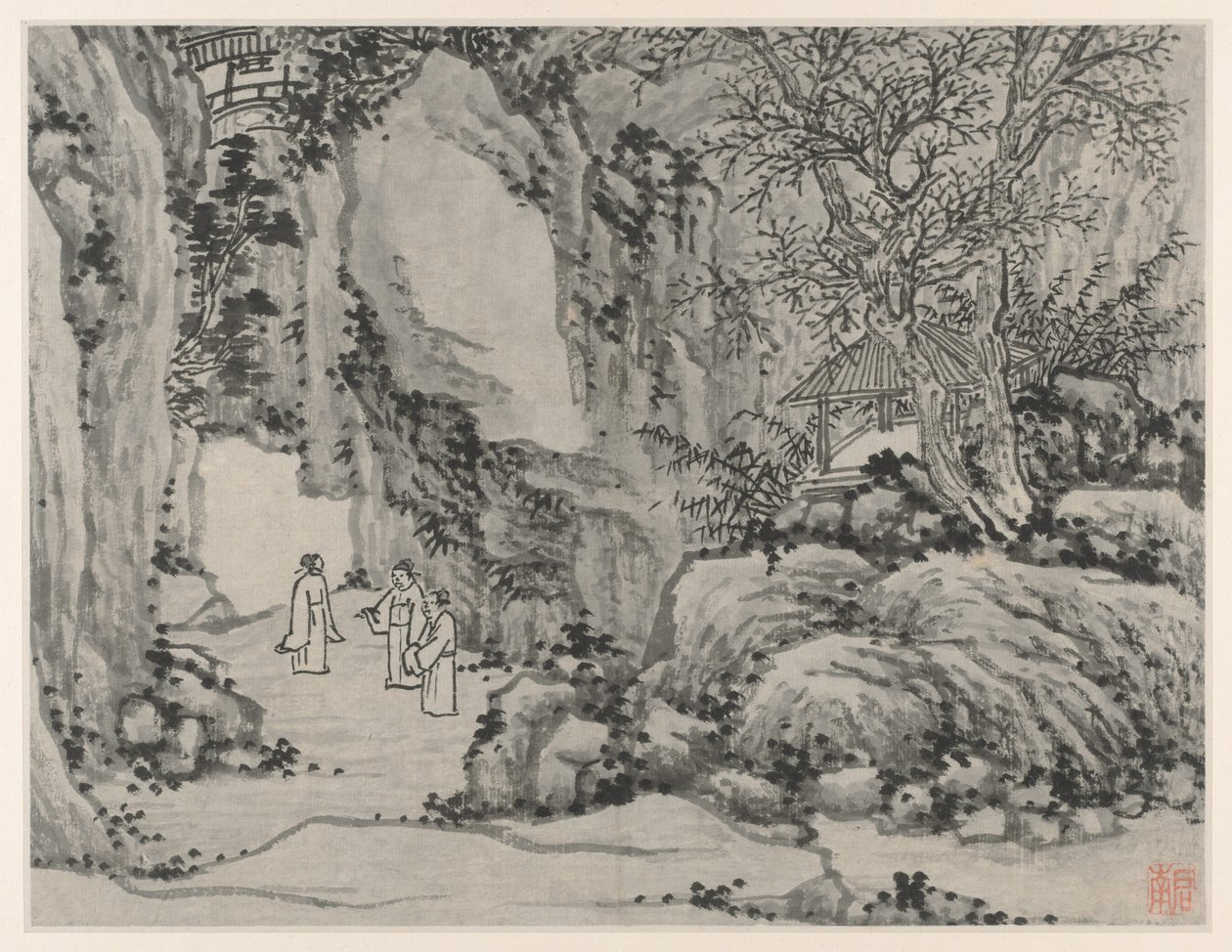 Dvanáct pohledů na Tiger Hill, Suzhou: The Sword Spring, Tiger Hill, po roce 1490. od Shen Zhou